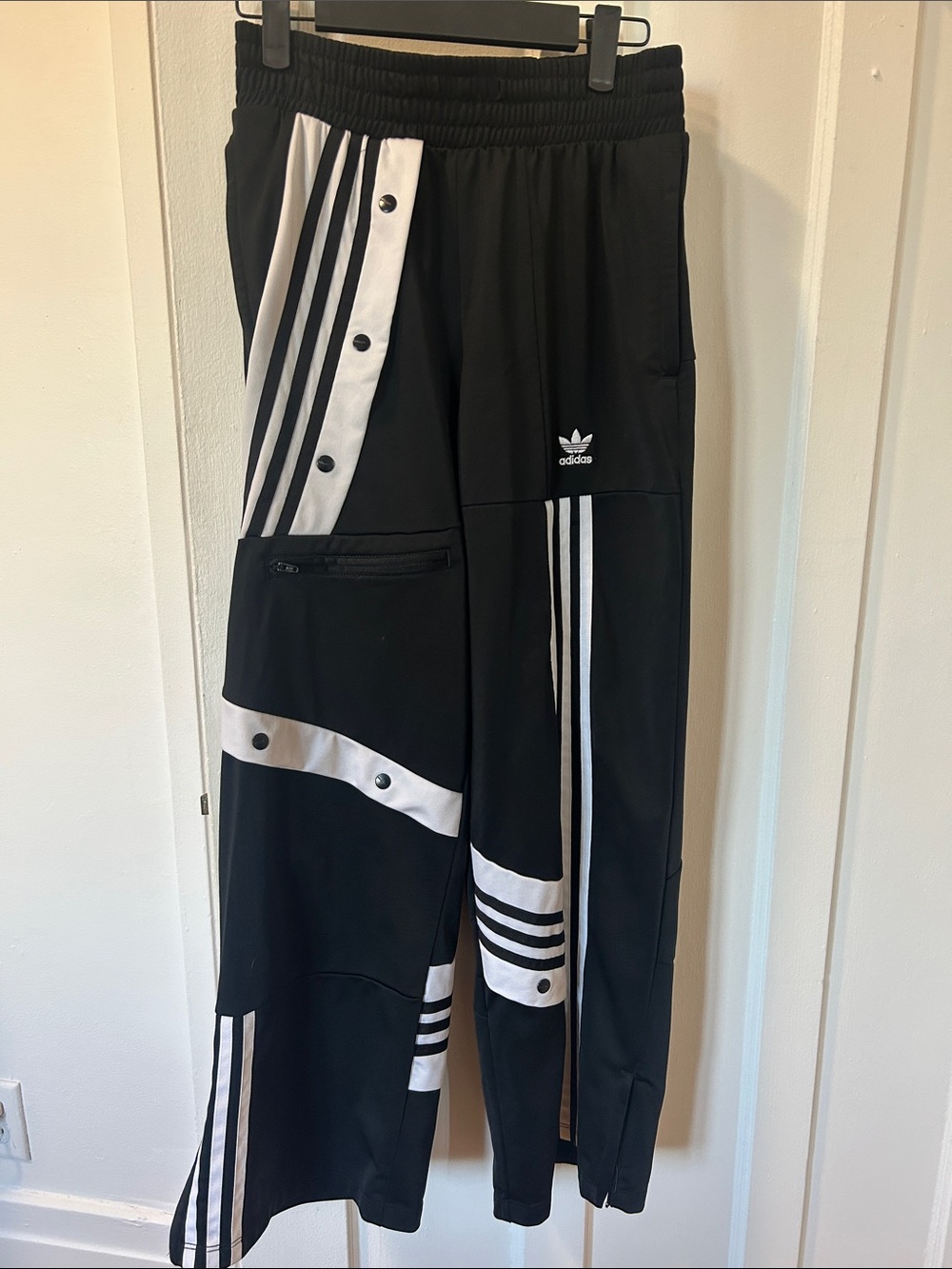 Adidas Kids Black & White Track Pants - Trefoil Design small